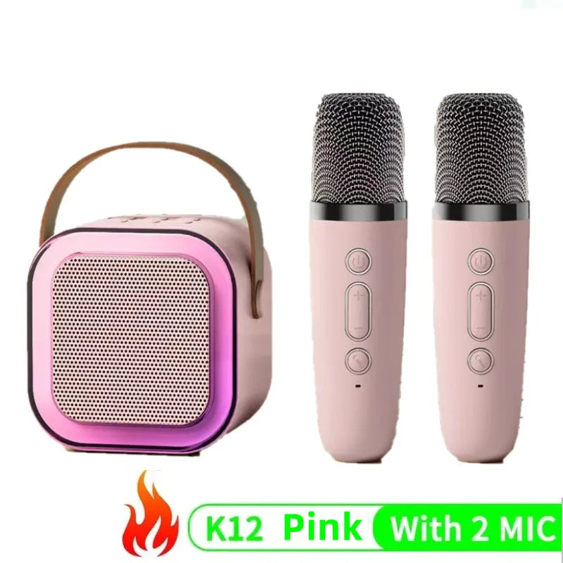 K12 Karaoke Machine Portable Bluetooth 5.3 PA Speaker System with 1-2 Wireless Microphones Home Family Singing Children's Gifts