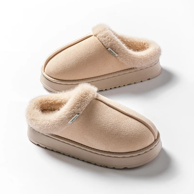 Fashion Women Fluffy Slippers for Autumn and Winter Indoor EVA Thick Sole Anti-Slip and Warm Unisex Slippers for Winter