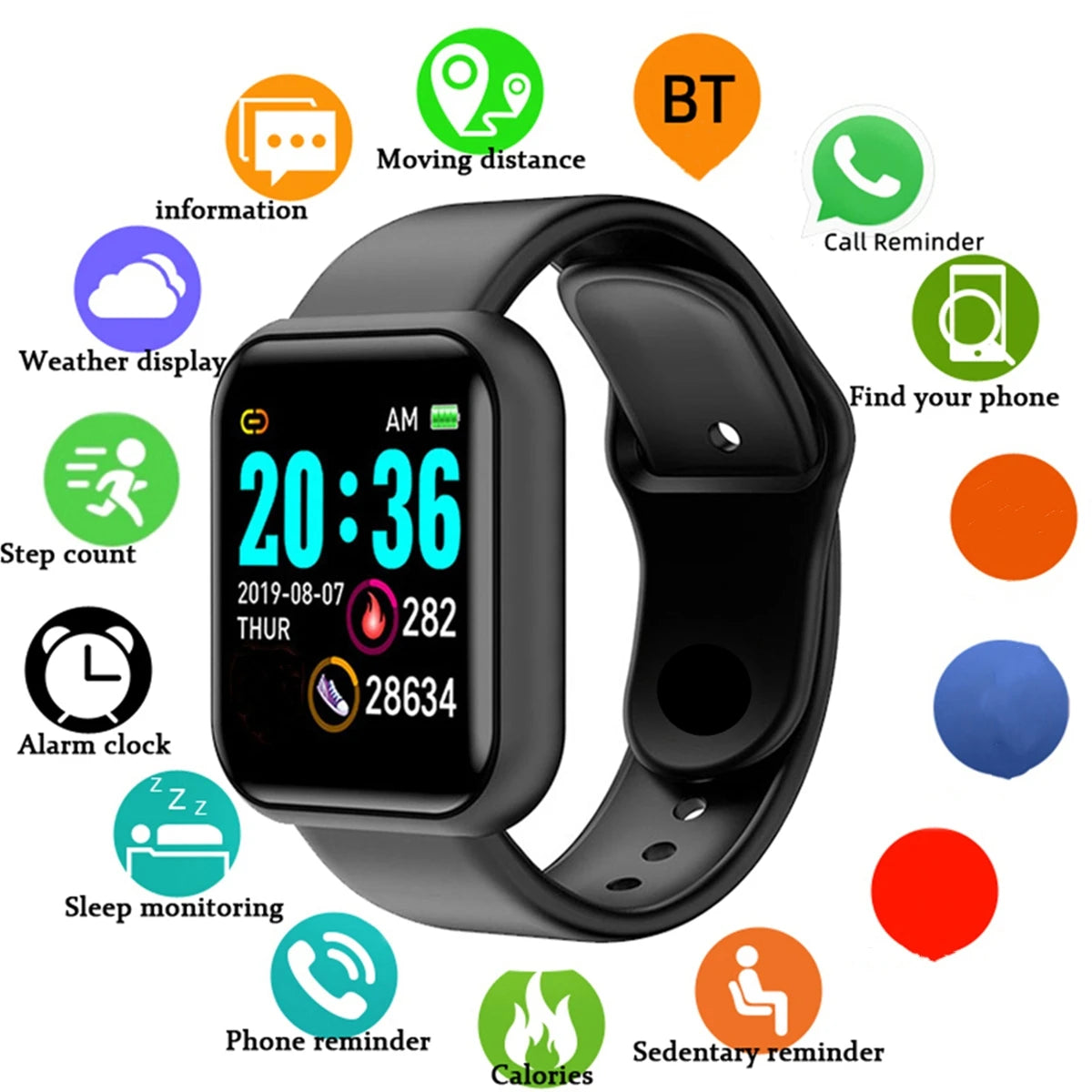 Smartwatch Men Women Wristwatches Smart Watch Message Fitness Monitor Bracelet Birthday Gift Electronic Clock For Xiaomi Huawei