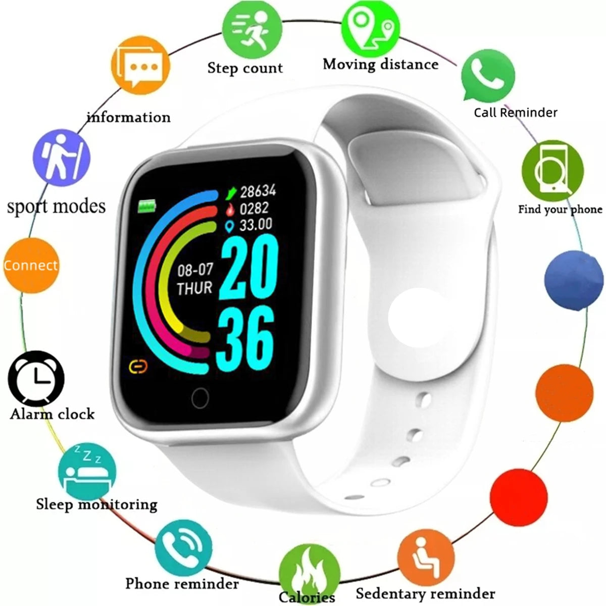 Smartwatch Men Women Wristwatches Smart Watch Message Fitness Monitor Bracelet Birthday Gift Electronic Clock For Xiaomi Huawei