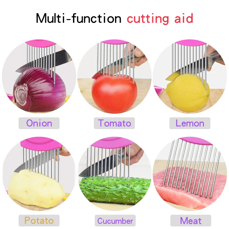 New Kitchen Gadgets Onion Slicer Tomato Vegetables Safe Fork vegetables Slicing Cutting Tools  household items kitchen