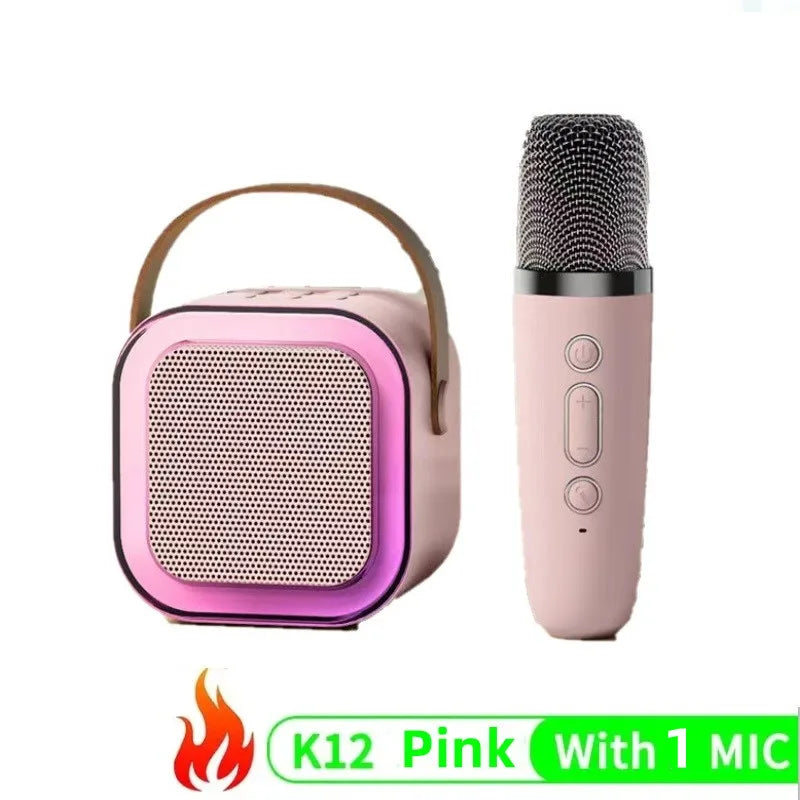 K12 Karaoke Machine Portable Bluetooth 5.3 PA Speaker System with 1-2 Wireless Microphones Home Family Singing Children's Gifts