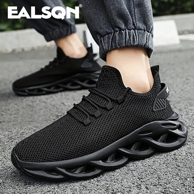 Men Sports Running Black Jogging Shoes Casual Sneakers Brown Outdoor Breathable Mesh Women Light Shock-absorption Black Tennis