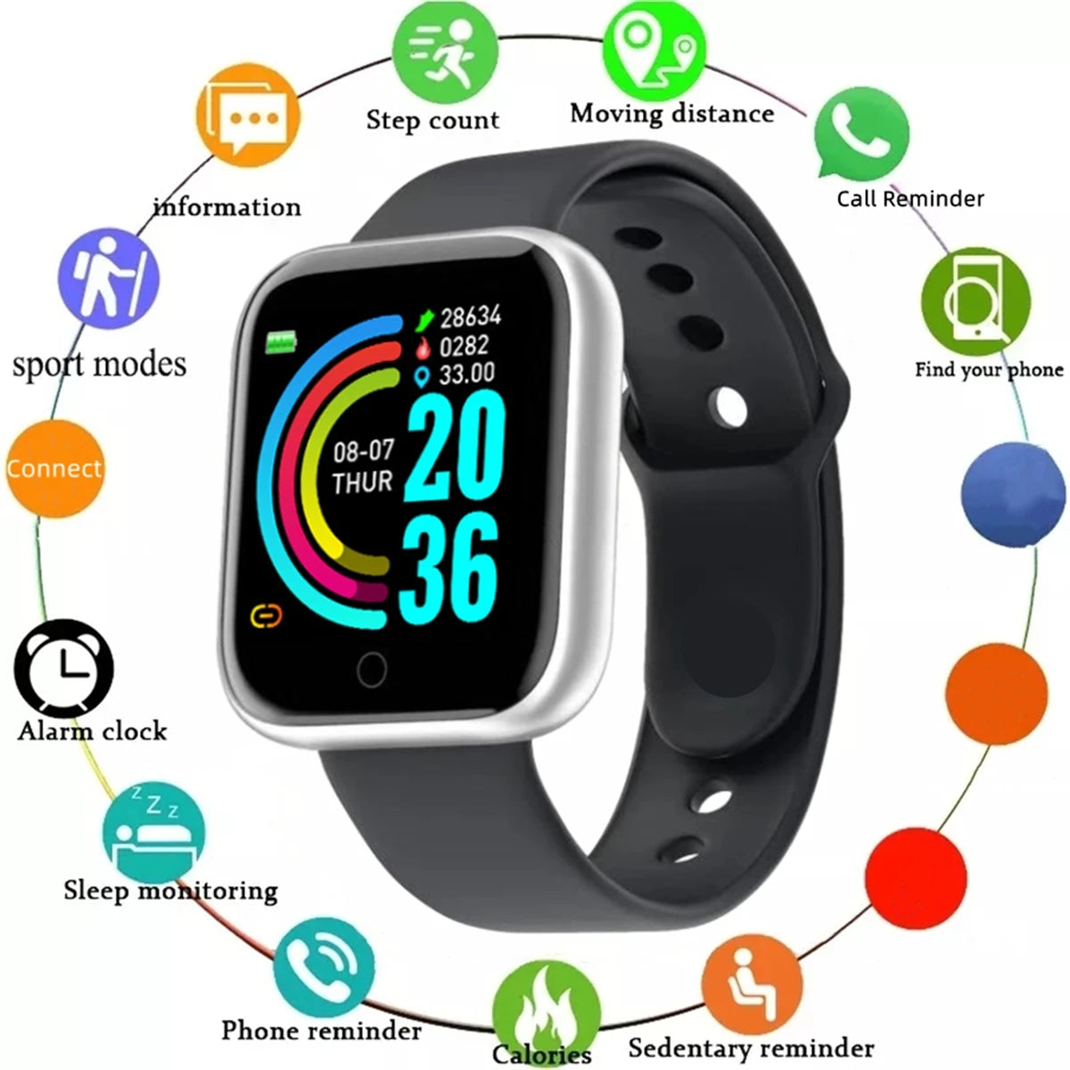 Smartwatch Men Women Wristwatches Smart Watch Message Fitness Monitor Bracelet Birthday Gift Electronic Clock For Xiaomi Huawei